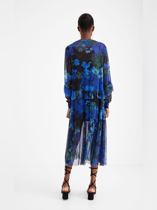 Desigual Dresses & Skirts - Desigual Blue and Black Floral Midi Dress